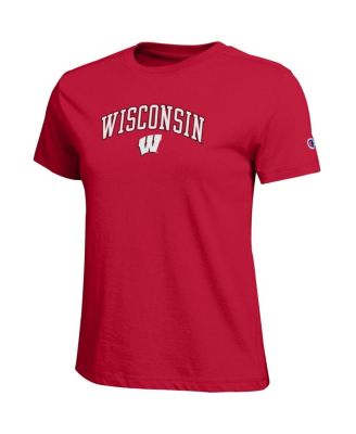 Women's Red Wisconsin Badgers Arched Over Logo T-Shirt