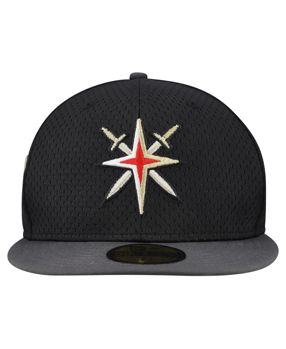 New Era Men's Black/gray Vegas Golden Knights Mesh Crown Two-tone 59fifty Fitted Hat In Black