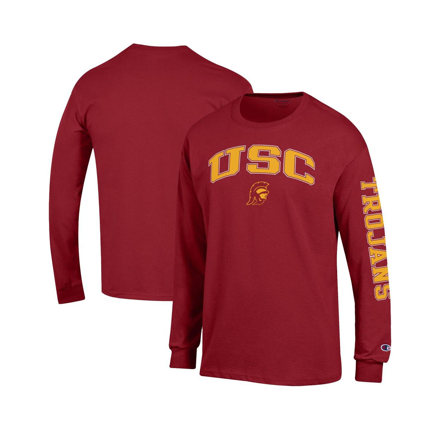Men's Cardinal USC Trojans Arch Over Logo 2-Hit Long Sleeve T-Shirt