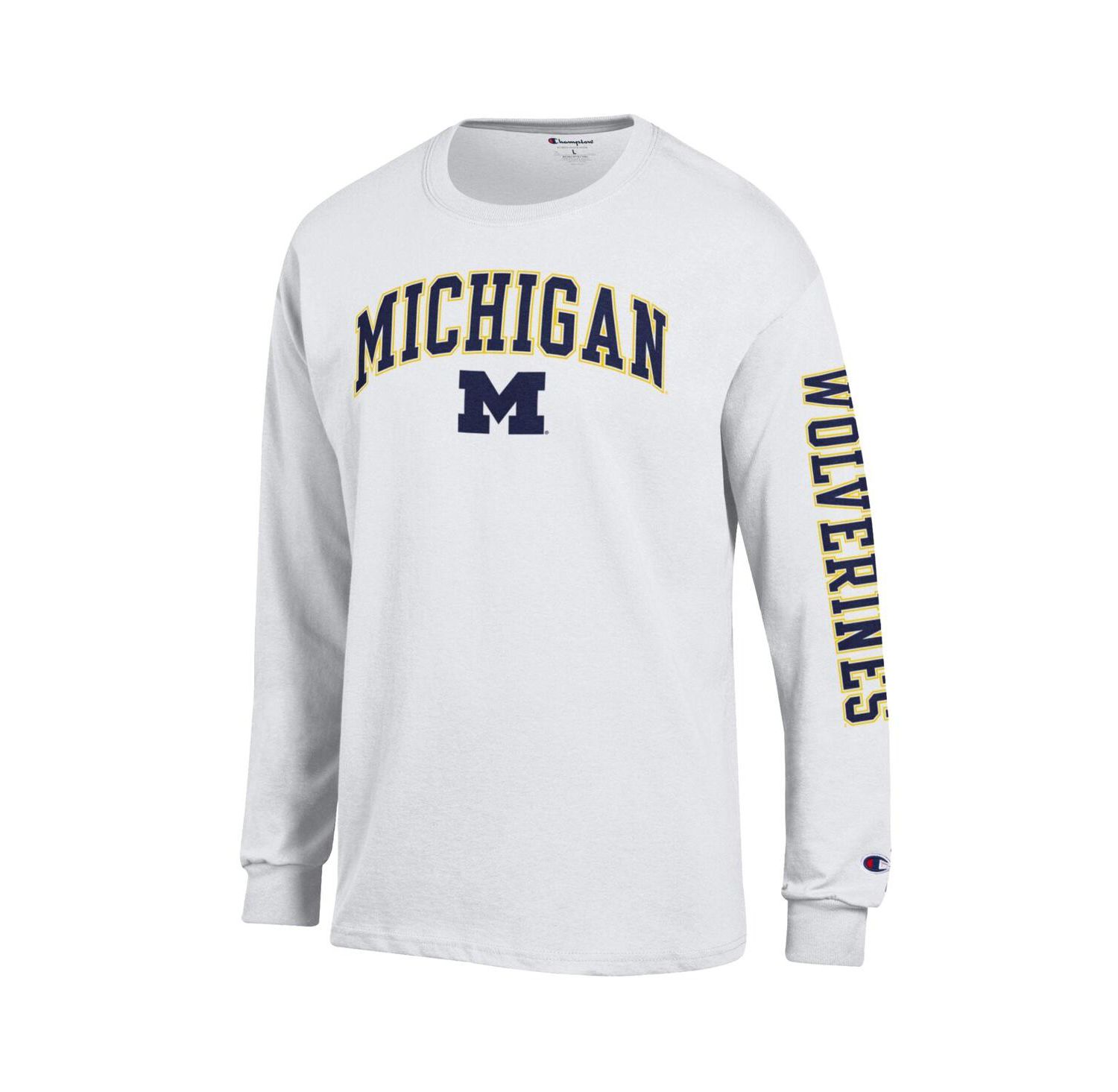 Men's Maize Michigan Wolverines Arch Over Logo 2-Hit Long Sleeve T-Shirt