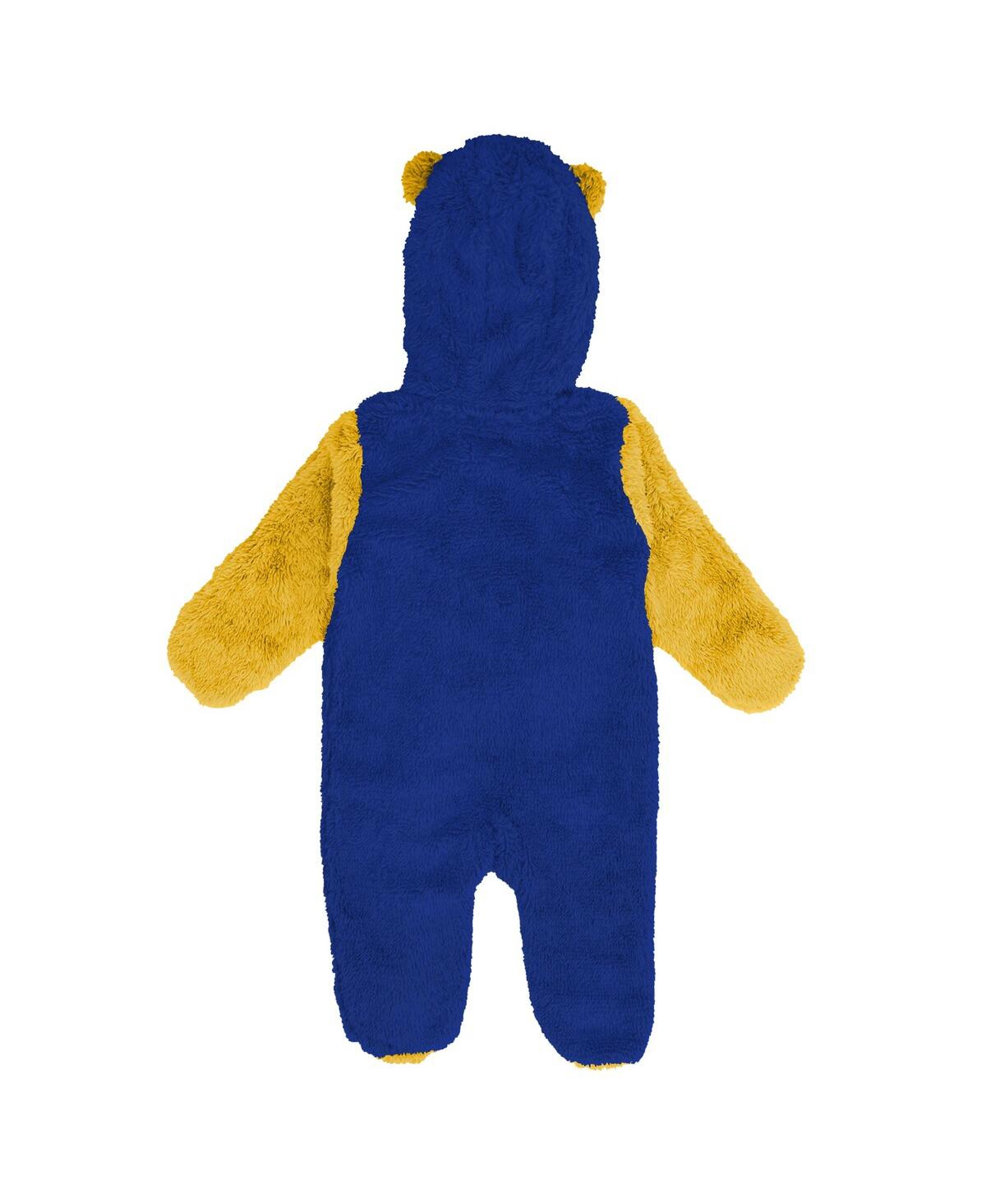 Outerstuff Baby Boys And Girls Newborn Royal Golden State Warriors Stay Napping Fleece Bunting Full-zip Sleeper In Multi