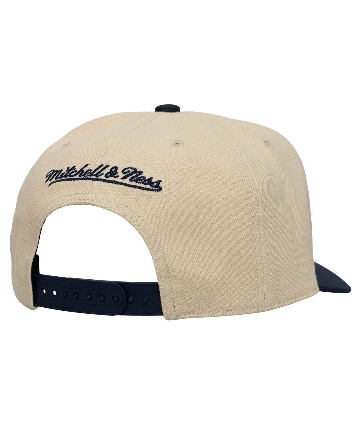 Mitchell & Ness Men's Cream/navy New England Revolution Upside Down Pro Pinch Snapback Hat In Brown