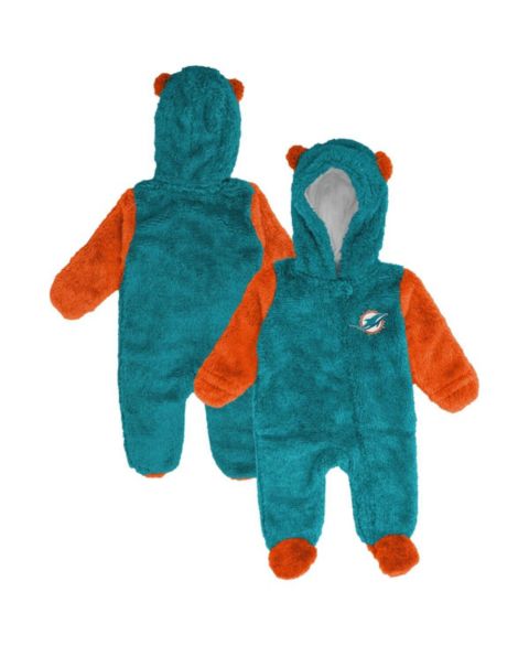 Outerstuff Baby Boys and Girls Aqua Miami Dolphins Stay Napping Fleece Bunting Full-Zip Sleeper