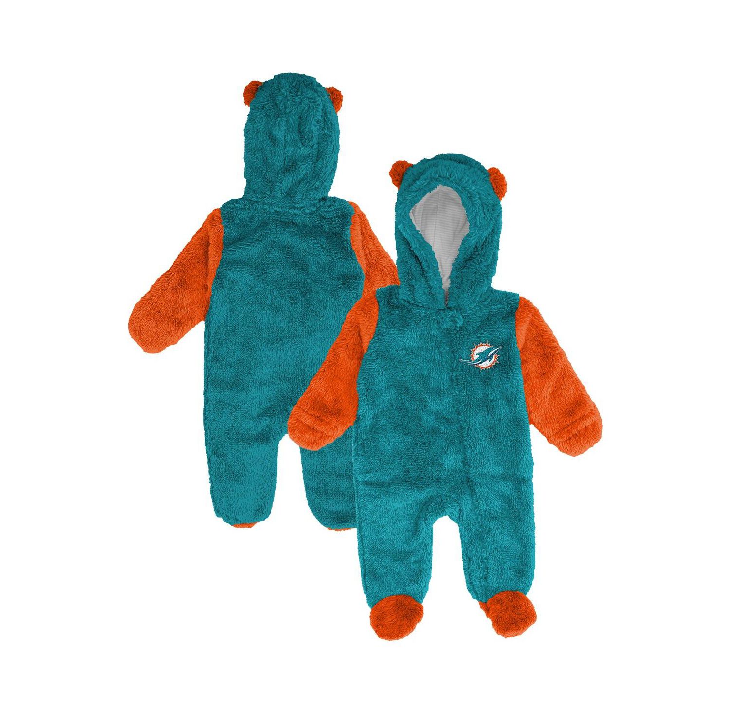 Baby Boys and Girls Aqua Miami Dolphins Stay Napping Fleece Bunting Full-Zip Sleeper