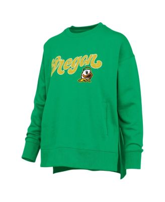 Women's Green Oregon Ducks Bonanza Chenille Harper Script Sweatshirt