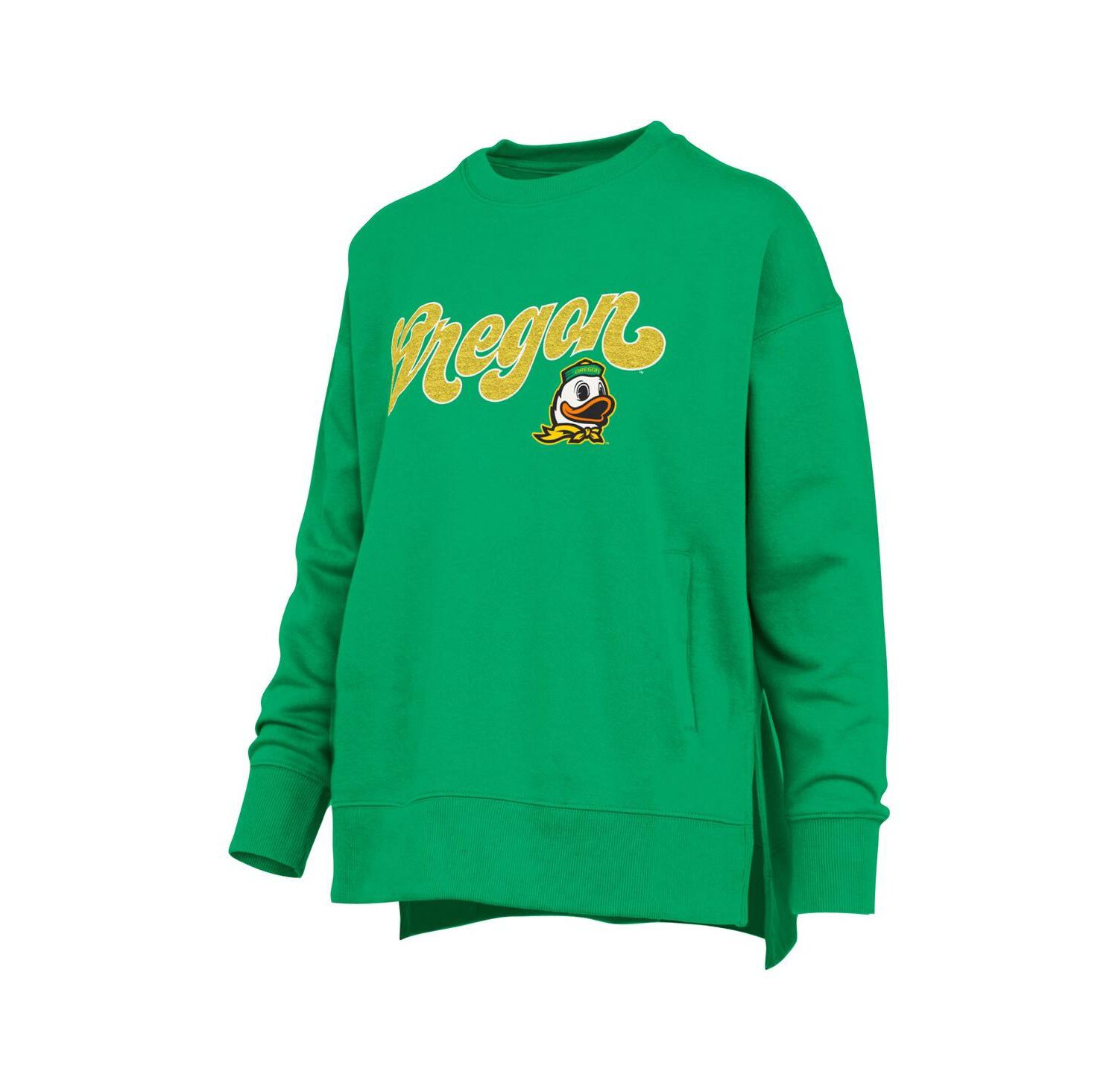 Women's Green Oregon Ducks Bonanza Chenille Harper Script Sweatshirt