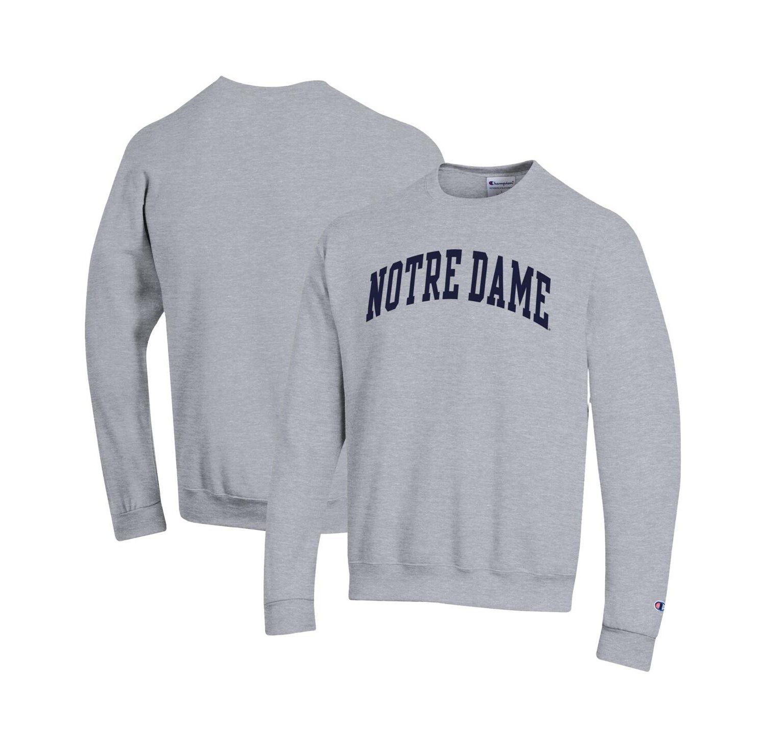 Men's Heather Gray Notre Dame Fighting Irish Basic Arch Fleece Pullover Sweatshirt