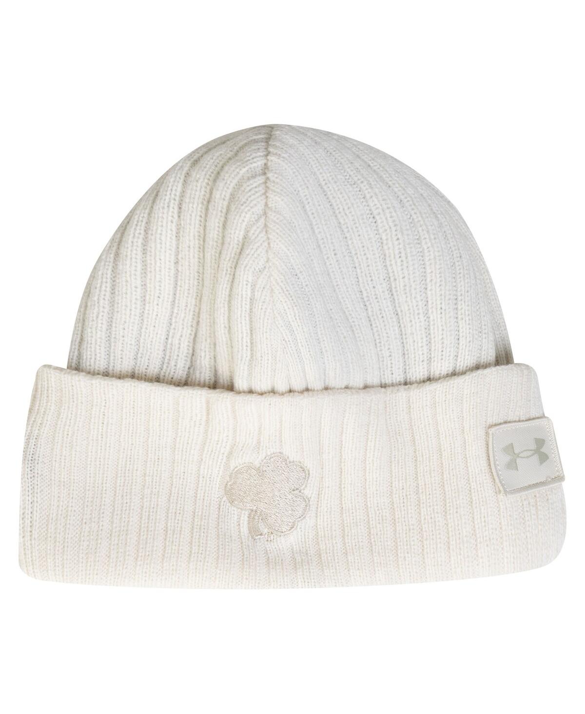 Under Armour Men's Stone Notre Dame Fighting Irish Sideline Halftime Shallow Cuffed Knit Hat In White
