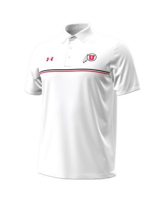 Men's White Utah Utes Performance Drive Chest Stripe Polo Shirt