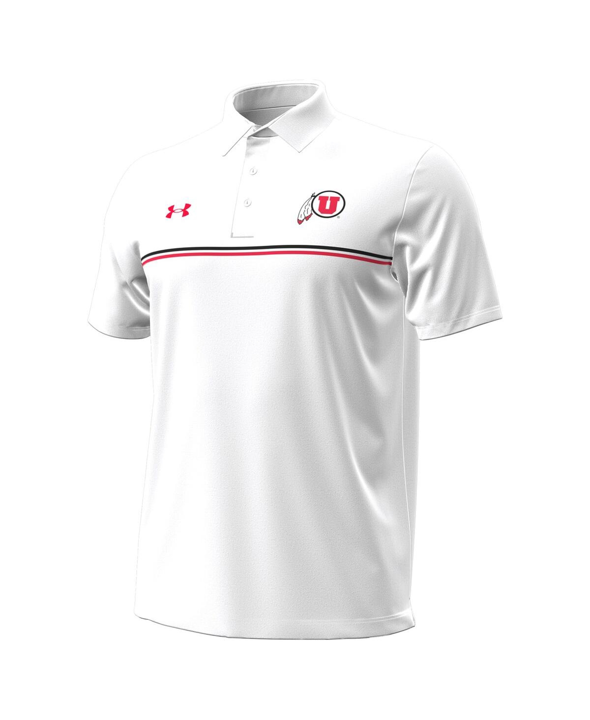 Under Armour Men's White Utah Utes Performance Drive Chest Stripe Polo Shirt In White