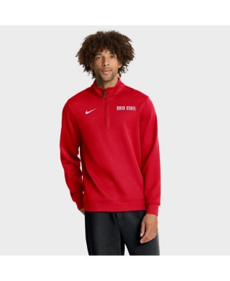 Nike - Men's Scarlet Ohio State Buckeyes 2025 Coaches Premium Dri-FIT Half-Zip Pullover Hoodie