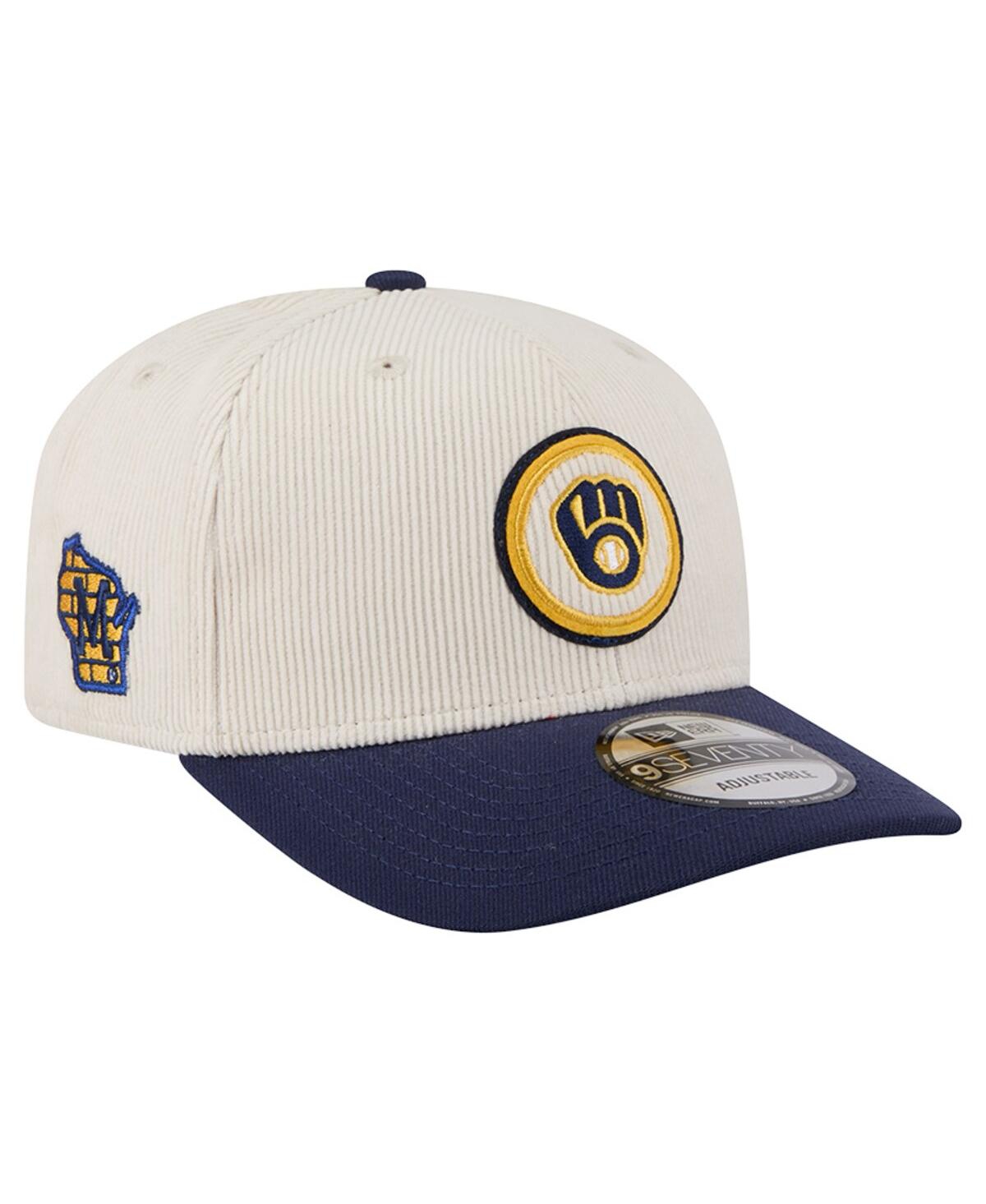 New Era Men's Cream/navy Milwaukee Brewers Loyal 9seventy Adjustable Hat In Neutral