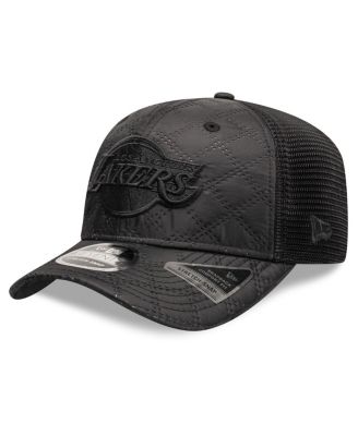 New Era - Men's Black Los Angeles Lakers Quilted Nylon 9SEVENTY Trucker Adjustable Hat