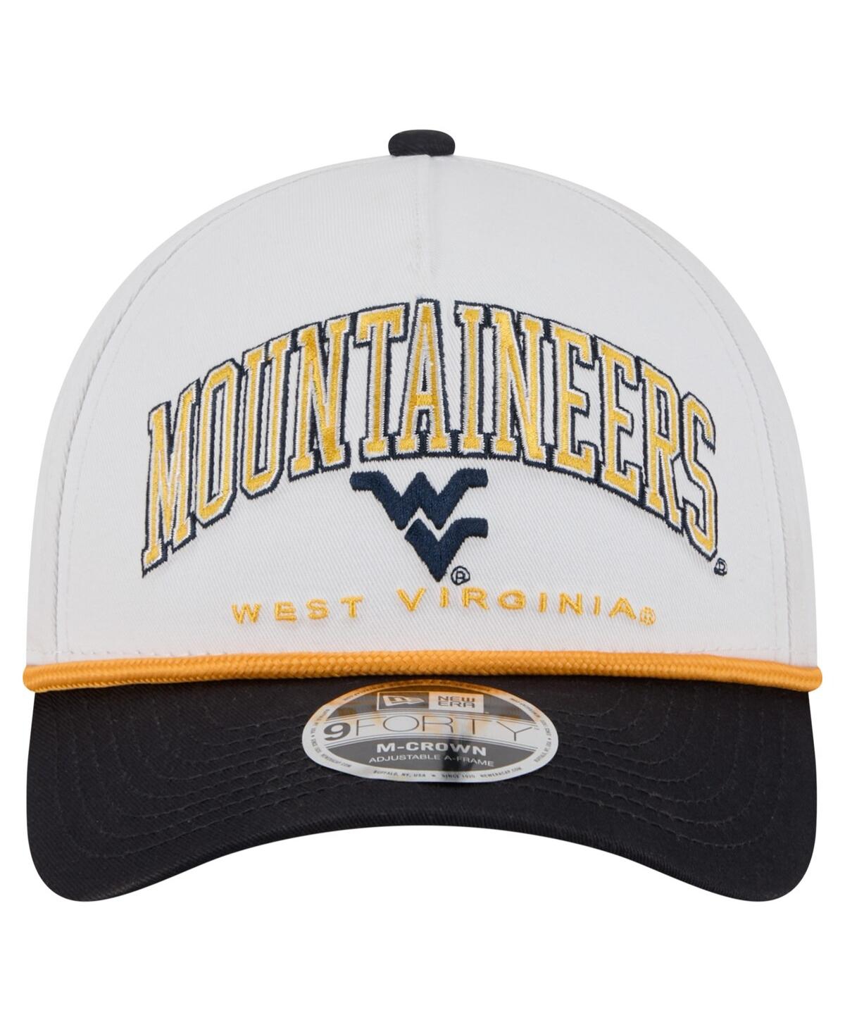 New Era Men's White/navy West Virginia Mountaineers Arch Two-tone Rope 9forty A-frame M-crown Adjustable Hat In White