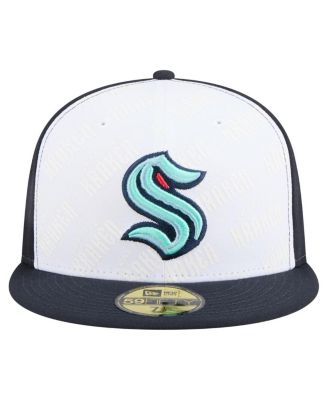 Men's White/Deep Sea Blue Seattle Kraken Repeat Two-Tone 59FIFTY Fitted Hat