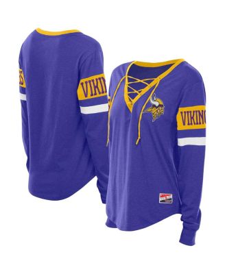 New Era - Women's Purple Minnesota Vikings Throwback Lace-Up Long-Sleeve T-Shirt