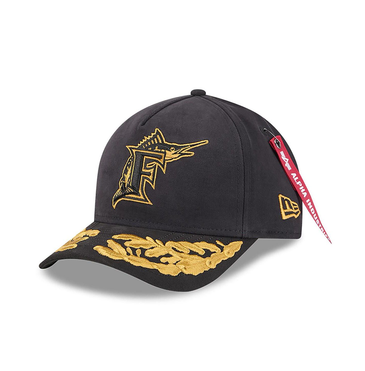Мужская кепка New Era Black Florida Marlins A-Frame 9FORTY Adjustable Hat — фото 1