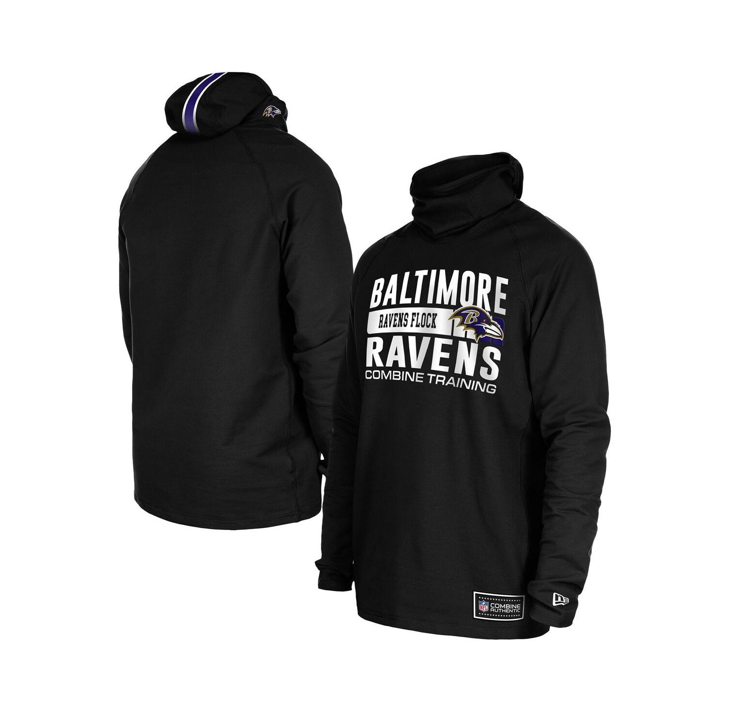 Men's Black Baltimore Ravens Functional Fandom Balaclava Helmet Stripe Tri-Blend Hoodie