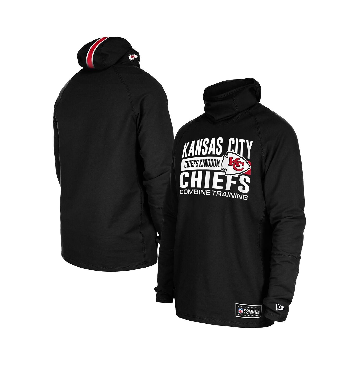 Мужское худи New Era Black Kansas City Chiefs Functional Fandom Balaclava Helmet Stripe Tri-Blend — фото 1