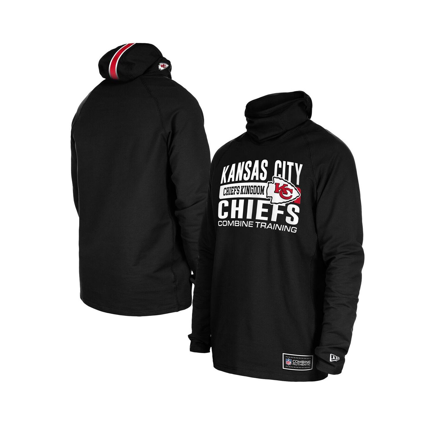 Men's Black Kansas City Chiefs Functional Fandom Balaclava Helmet Stripe Tri-Blend Hoodie