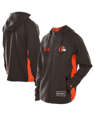New Era - Men's Brown Cleveland Browns Combine Authentic Raglan Scuba Full-Zip Hoodie