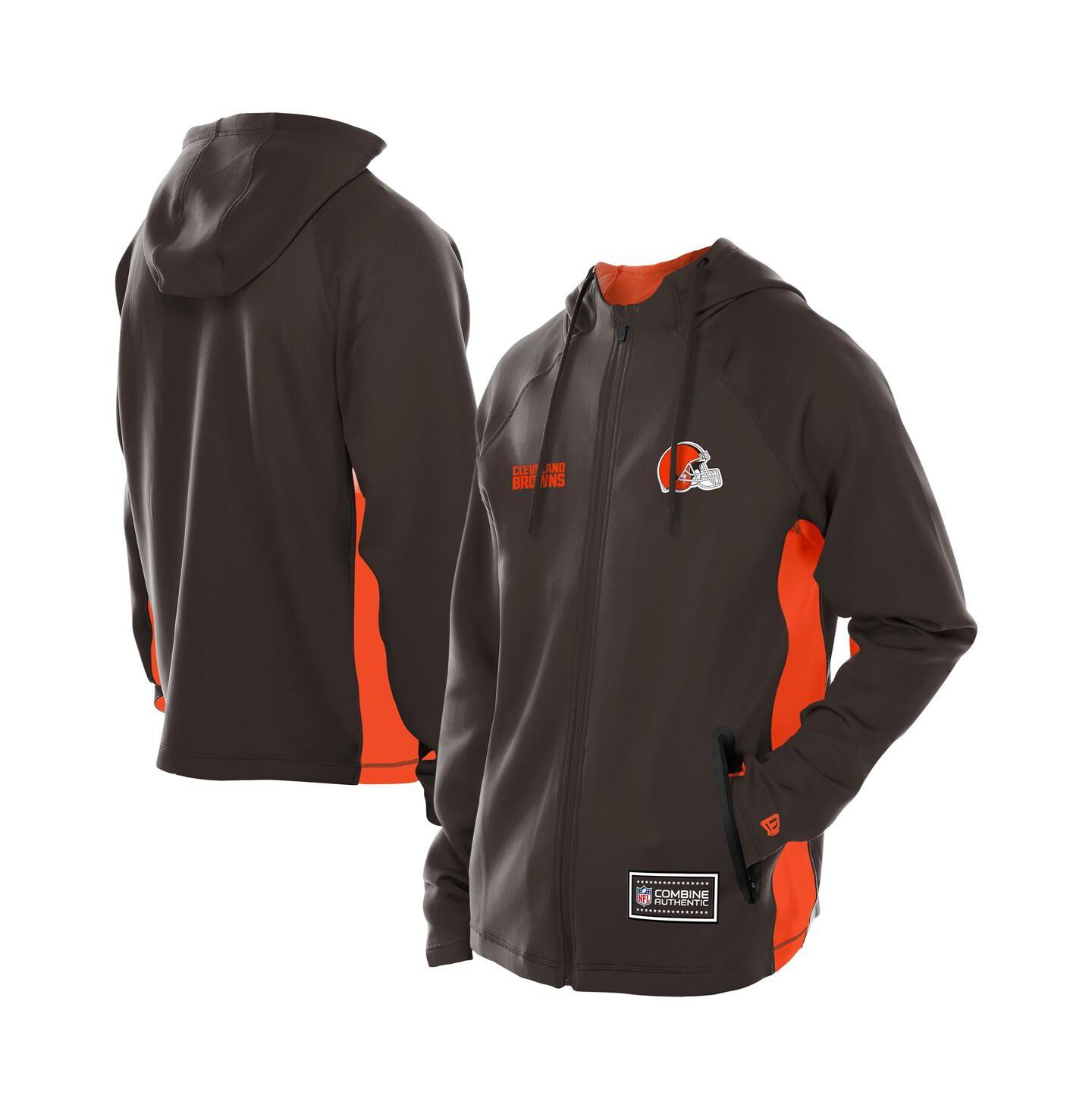 Мужское худи New Era Brown Cleveland Browns Combine Authentic Raglan Scuba Full-Zip — фото 1