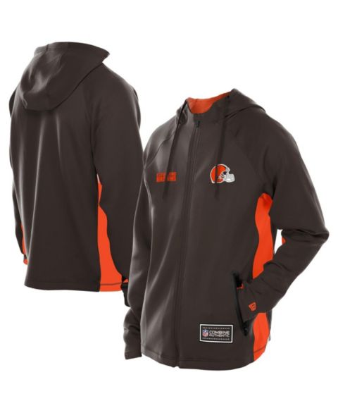 Мужское худи New Era Brown Cleveland Browns Combine Authentic Raglan Scuba Full-Zip
