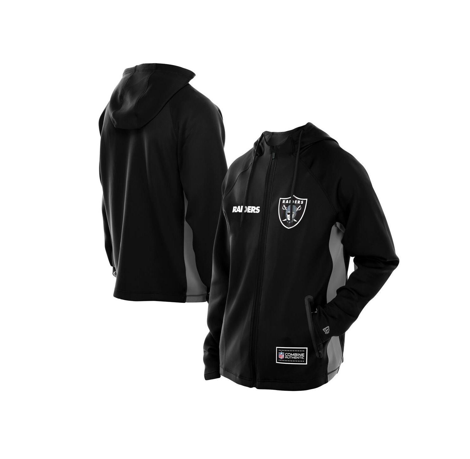 Men's Black Las Vegas Raiders Combine Authentic Raglan Scuba Full-Zip Hoodie