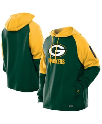 New Era - Men's Green Bay Packers Combine Authentic Color Block Raglan Pullover Hoodie