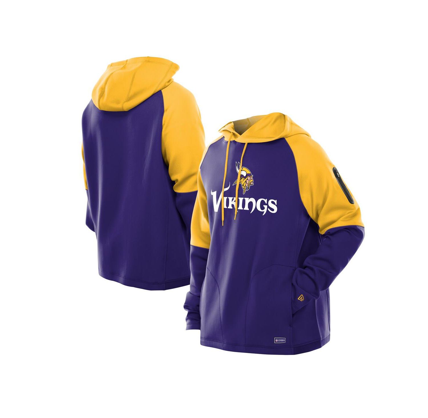 Men's Purple Minnesota Vikings Combine Authentic Color Block Raglan Pullover Hoodie