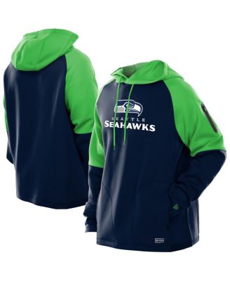 New Era - Men's College Navy Seattle Seahawks Combine Authentic Color Block Raglan Pullover Hoodie