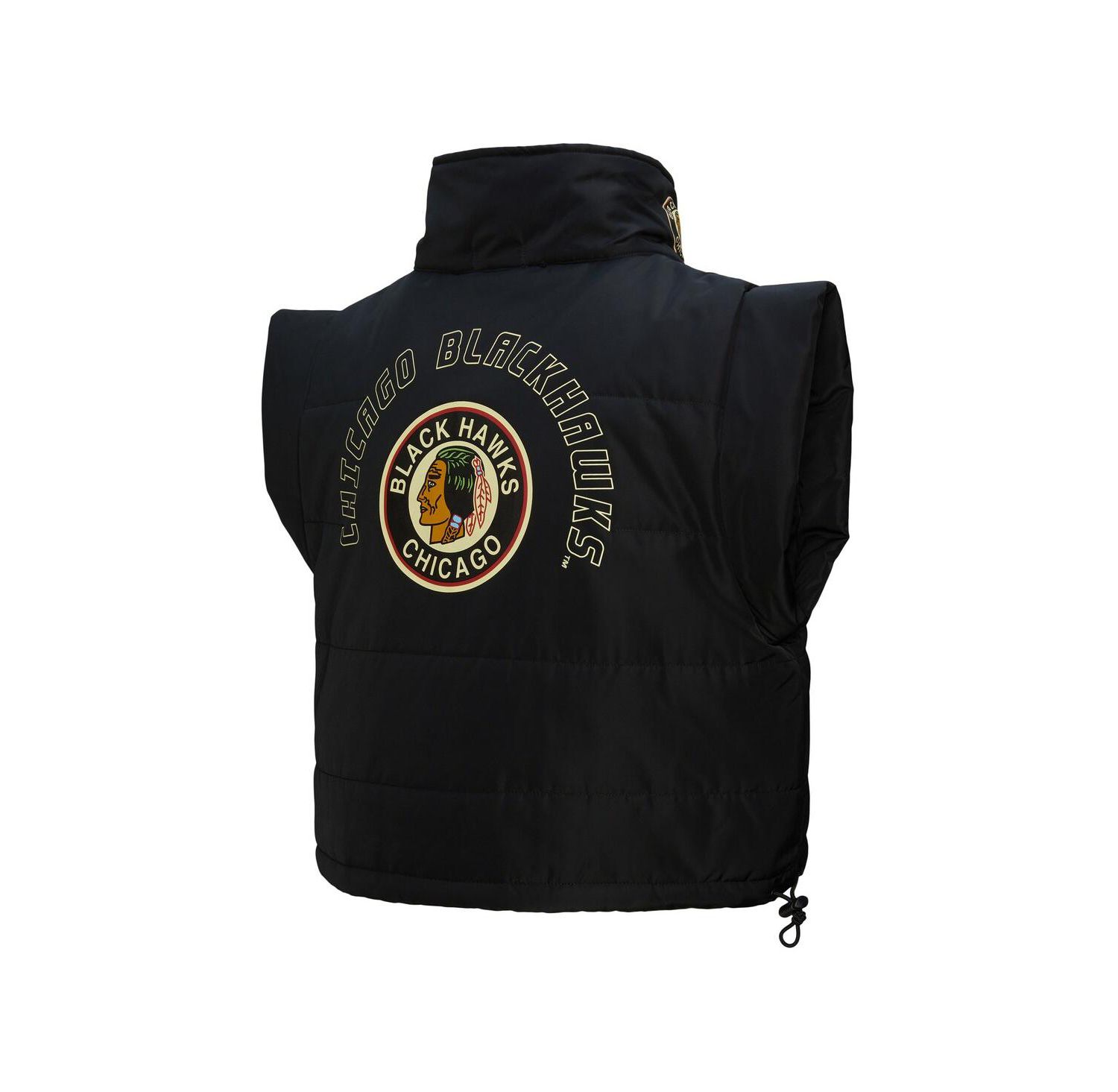 Women's Black Chicago Blackhawks Cropped Full-Zip Puffer Vest