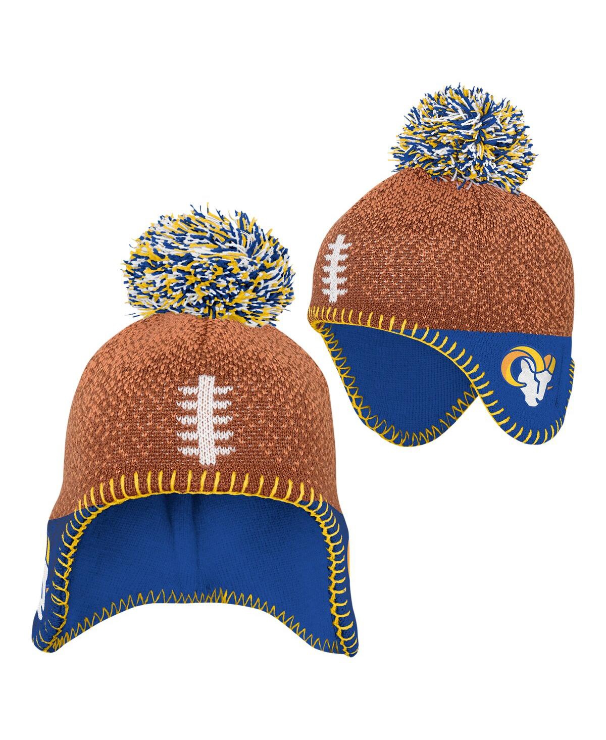 Outerstuff Baby Boys And Girls Brown Los Angeles Rams Football Head Knit With Pom Hat In Brown