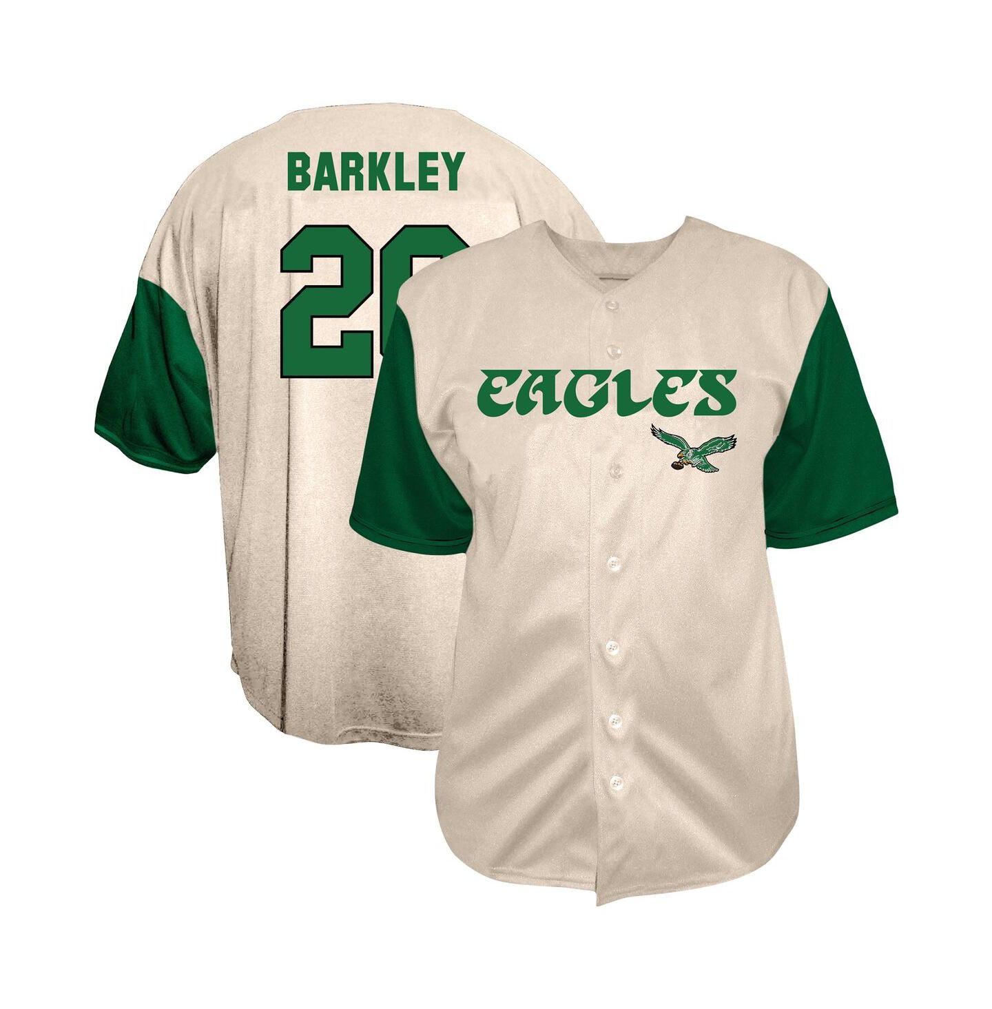 Мужская рубашка Fanatics Saquon Barkley Cream Philadelphia Eagles Big & Tall Baseball Button-Up — фото 1