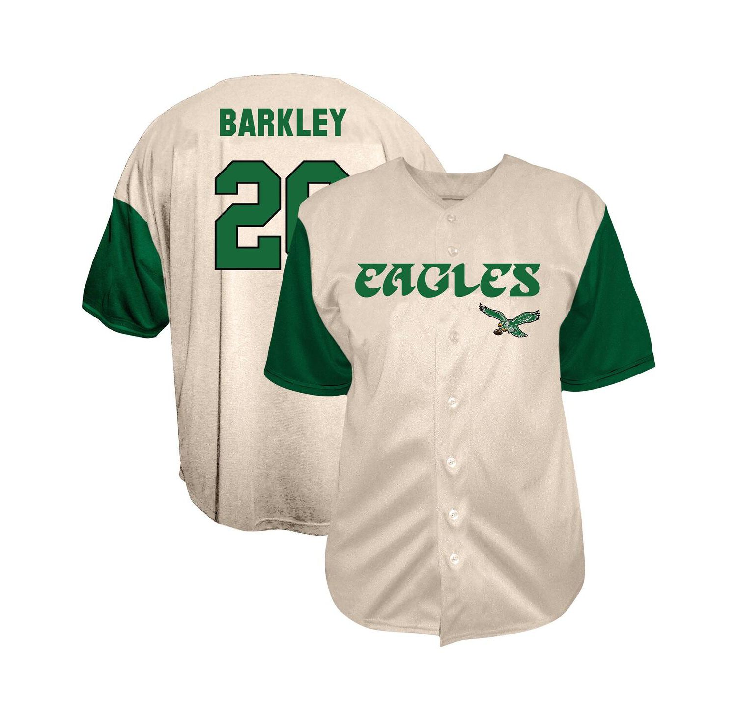 Men's Saquon Barkley Cream Philadelphia Eagles Big & Tall Baseball Button-Up Shirt