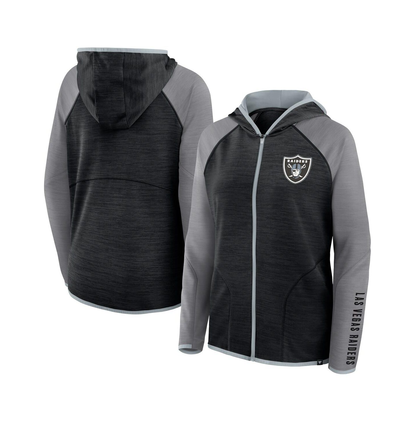 Женское худи Fanatics Black Las Vegas Raiders Plus Size End Around Pass Full-Zip — фото 1