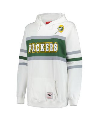 Women's White Green Bay Packers Plus Size Head Coach Throwback Pullover Hoodie