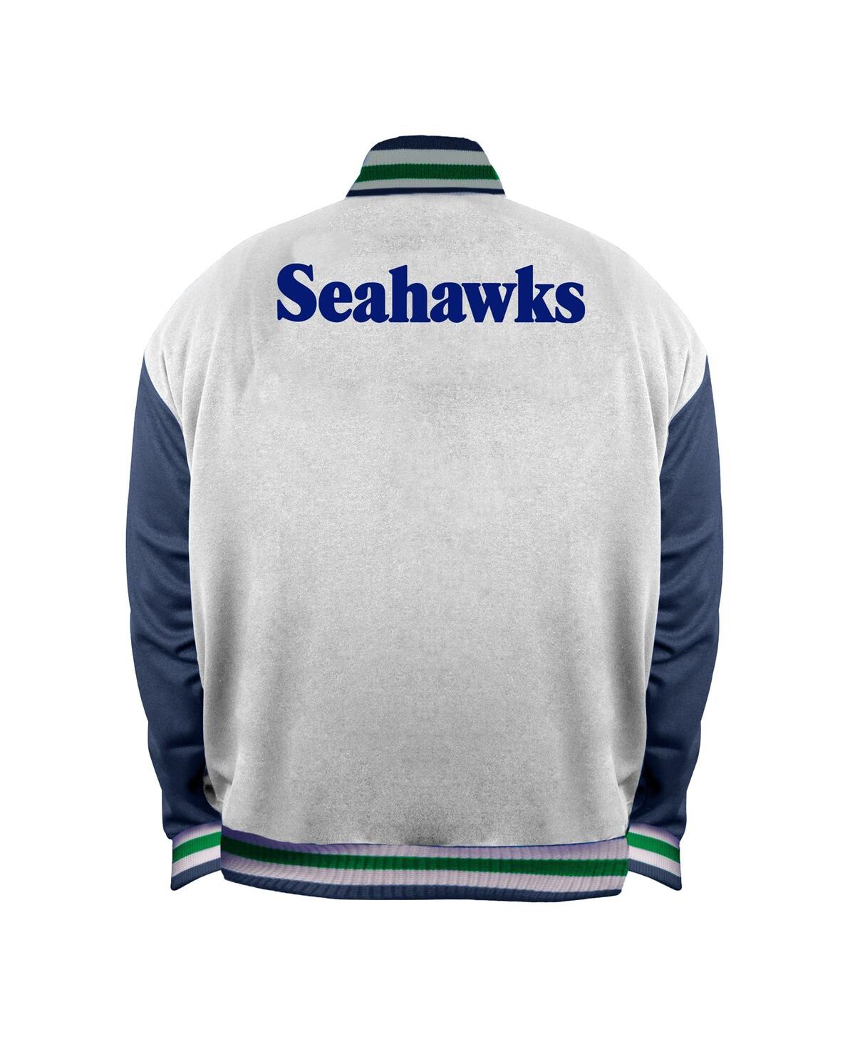 Mitchell & Ness White Seattle Seahawks Throwback Plus Size Full-snap Satin Jacket In White
