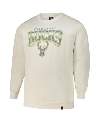 Men's Cream Milwaukee Bucks Big Tall Spotlight Headline Pullover Sweatshirt