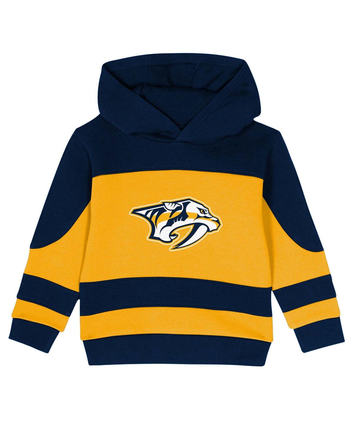 Outerstuff Toddler 2-piece Navy/gold Nashville Predators Puck Hero Fleece Hoodie And Sweatpants Set In Multi