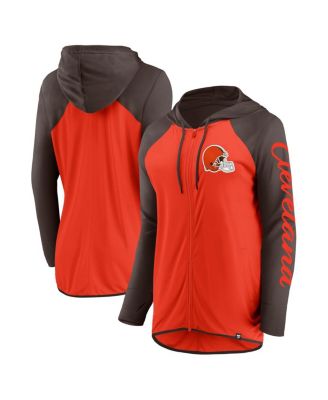Fanatics - Women's Orange/Brown Cleveland Browns Script Full-Zip Hoodie