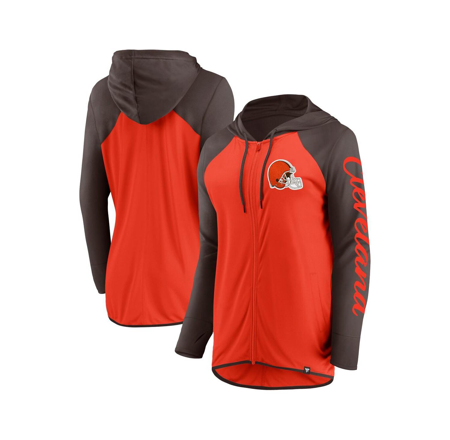 Women's Orange/Brown Cleveland Browns Script Full-Zip Hoodie