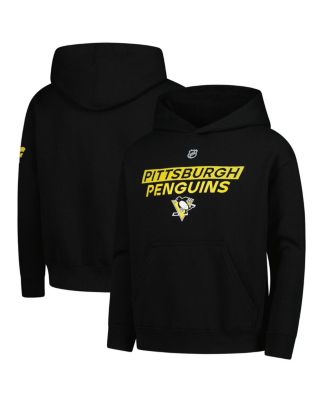 Outerstuff - Big Boys and Girls Black Pittsburgh Penguins Authentic Pro Wordmark Fleece Pullover Hoodie