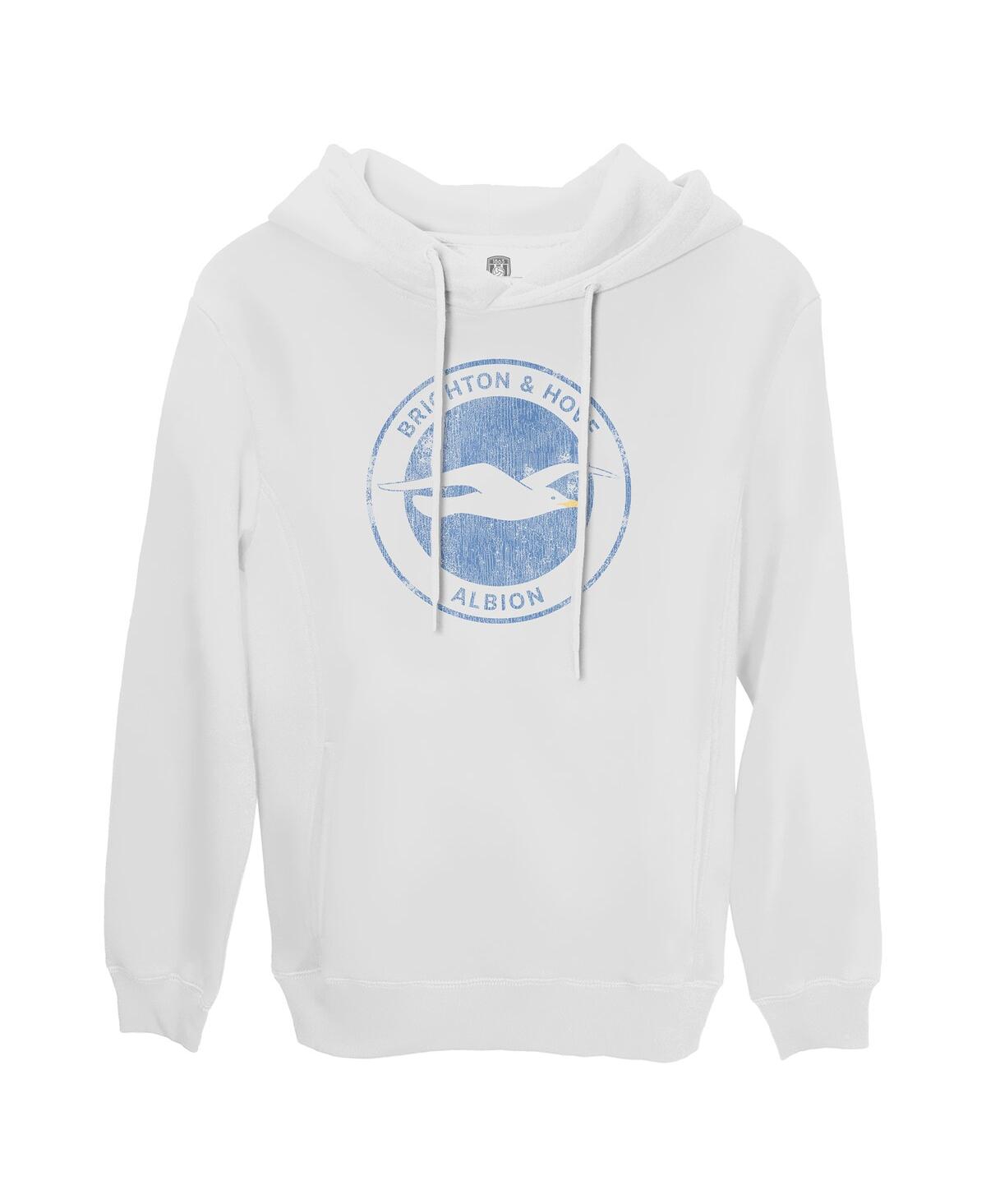 1863fc Men's White Brighton And Hove Albion Team Badge Fleece Pullover Hoodie In White