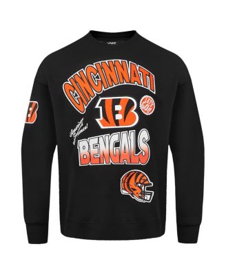 Men's Black Cincinnati Bengals Turn It Up Drop Shoulder Pullover Sweatshirt