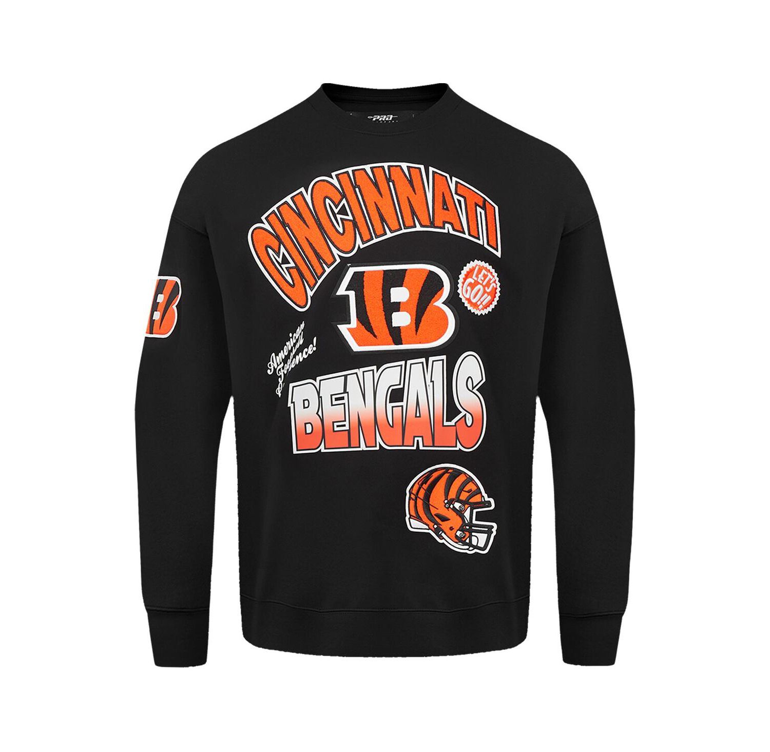 Men's Black Cincinnati Bengals Turn It Up Drop Shoulder Pullover Sweatshirt