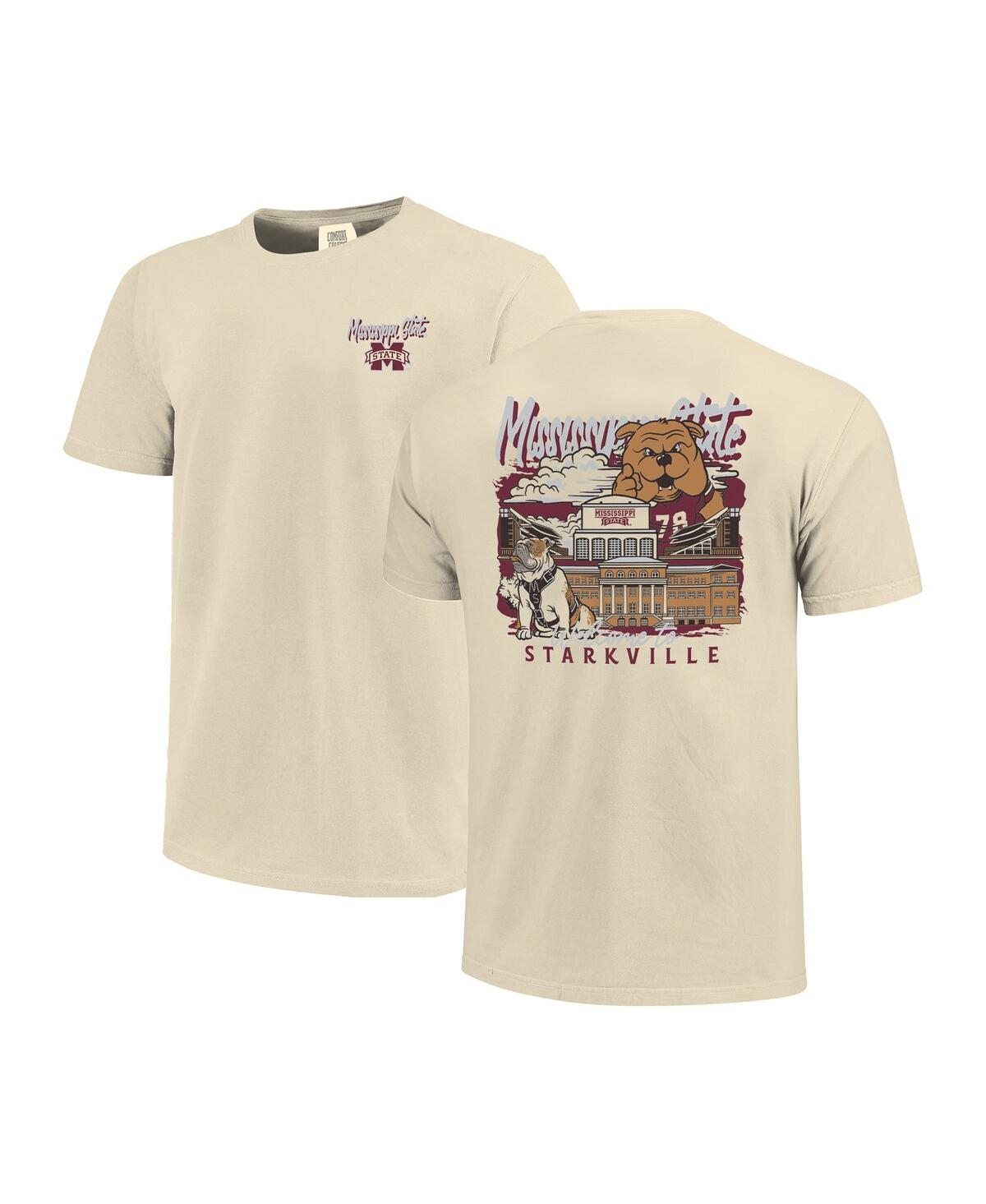 Image One Men's Natural Mississippi State Bulldogs Comfort Colors Hand-drawn Campus Stack T-shirt In Neutral
