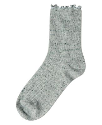 Women's Vintage Ribbed Multi-Flecked Lettuce Edge Crew Sock