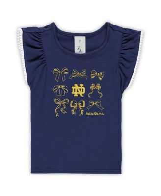 Girls Toddler 2-Piece Navy Notre Dame Fighting Irish Tri-Blend Bow Legging and Shirt Set