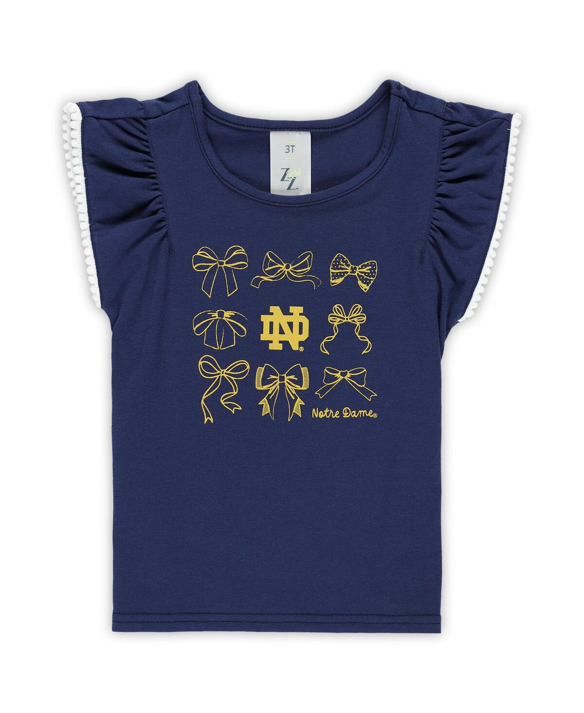 Zoozatz Girls Toddler 2-piece Navy Michigan Wolverines Tri-blend Bow Legging And Shirt Set In Blue